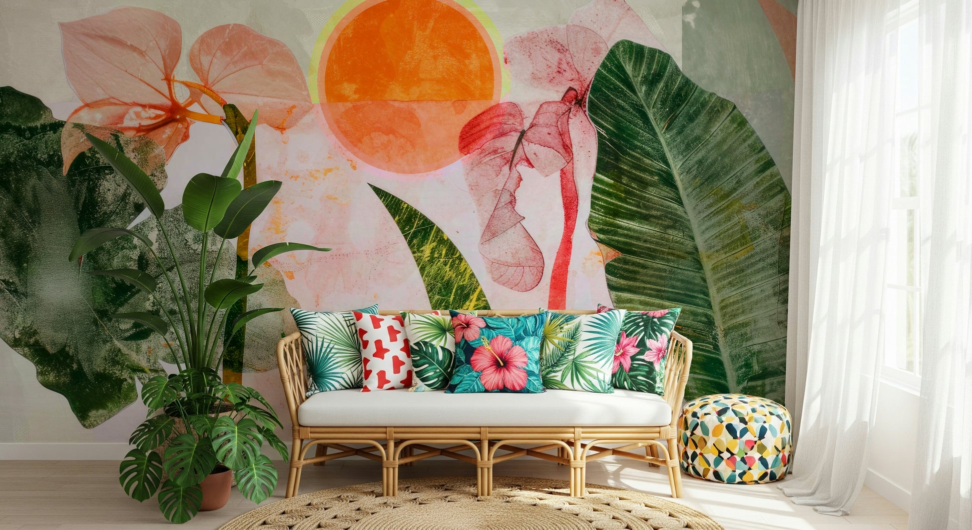 A serene subtle flower wall mural for your decor.