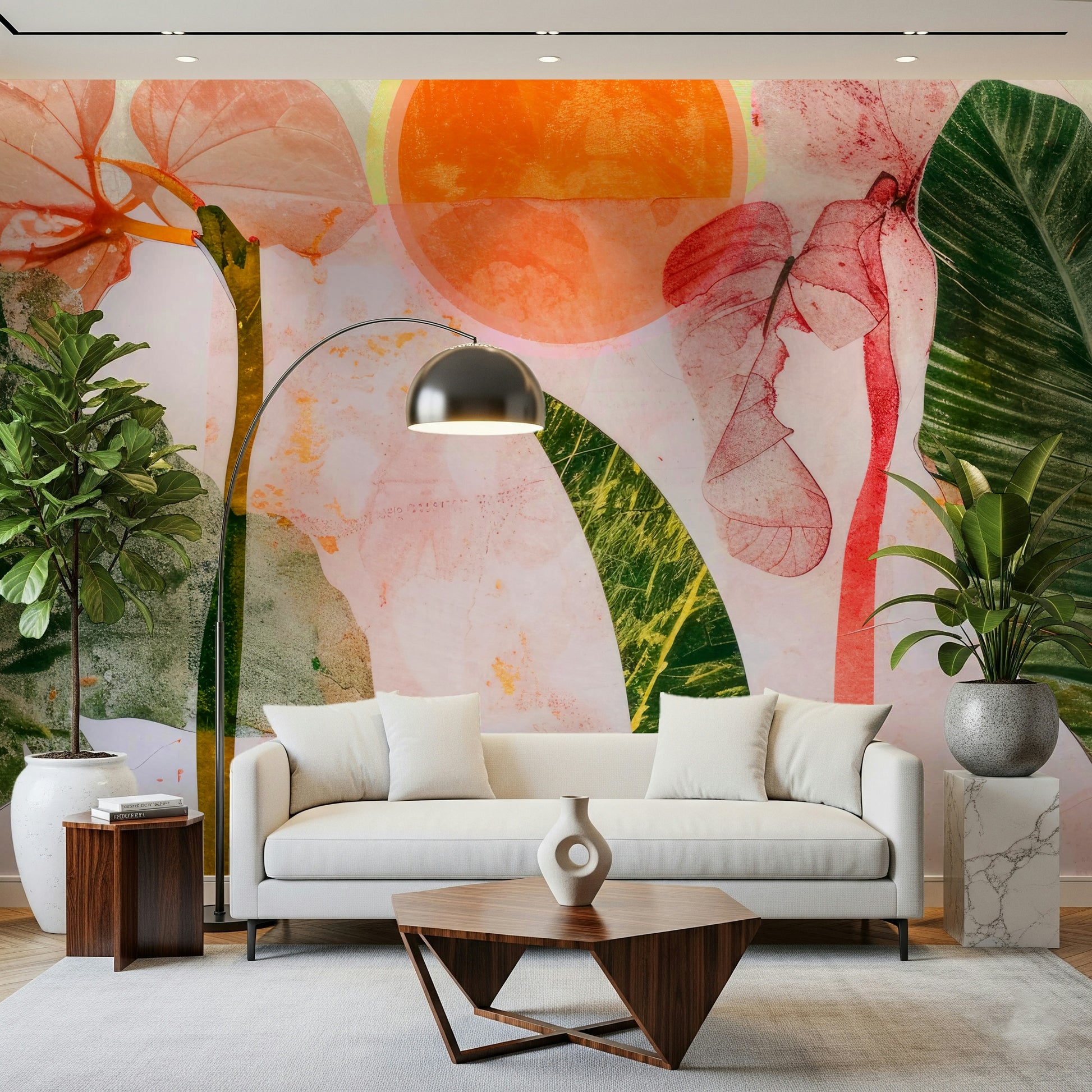 A classic soft floral wallpaper for walls.