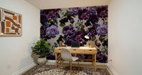 A calming floral design wallpaper mural that defines a space.