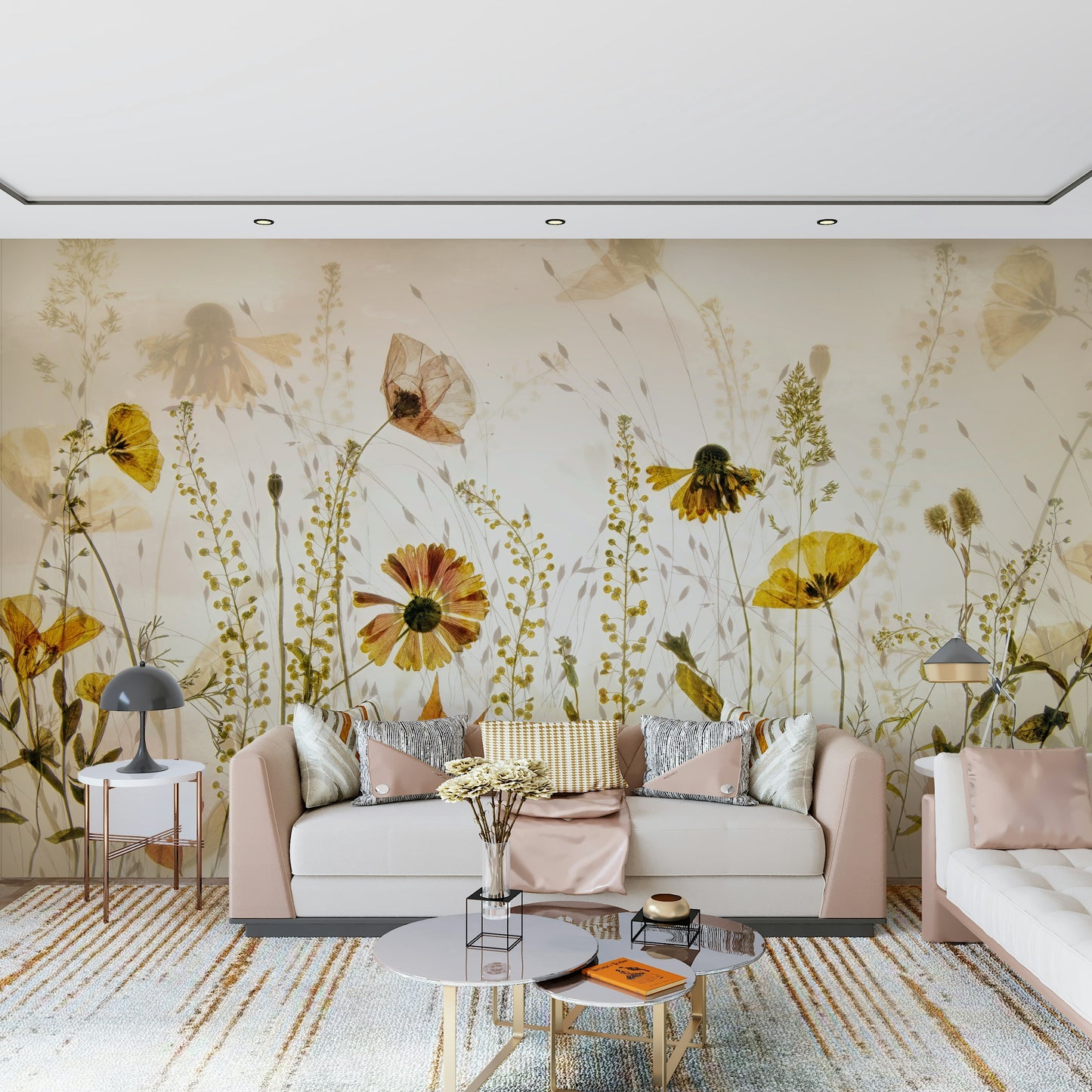 A serene subtle flower wall mural for your decor.