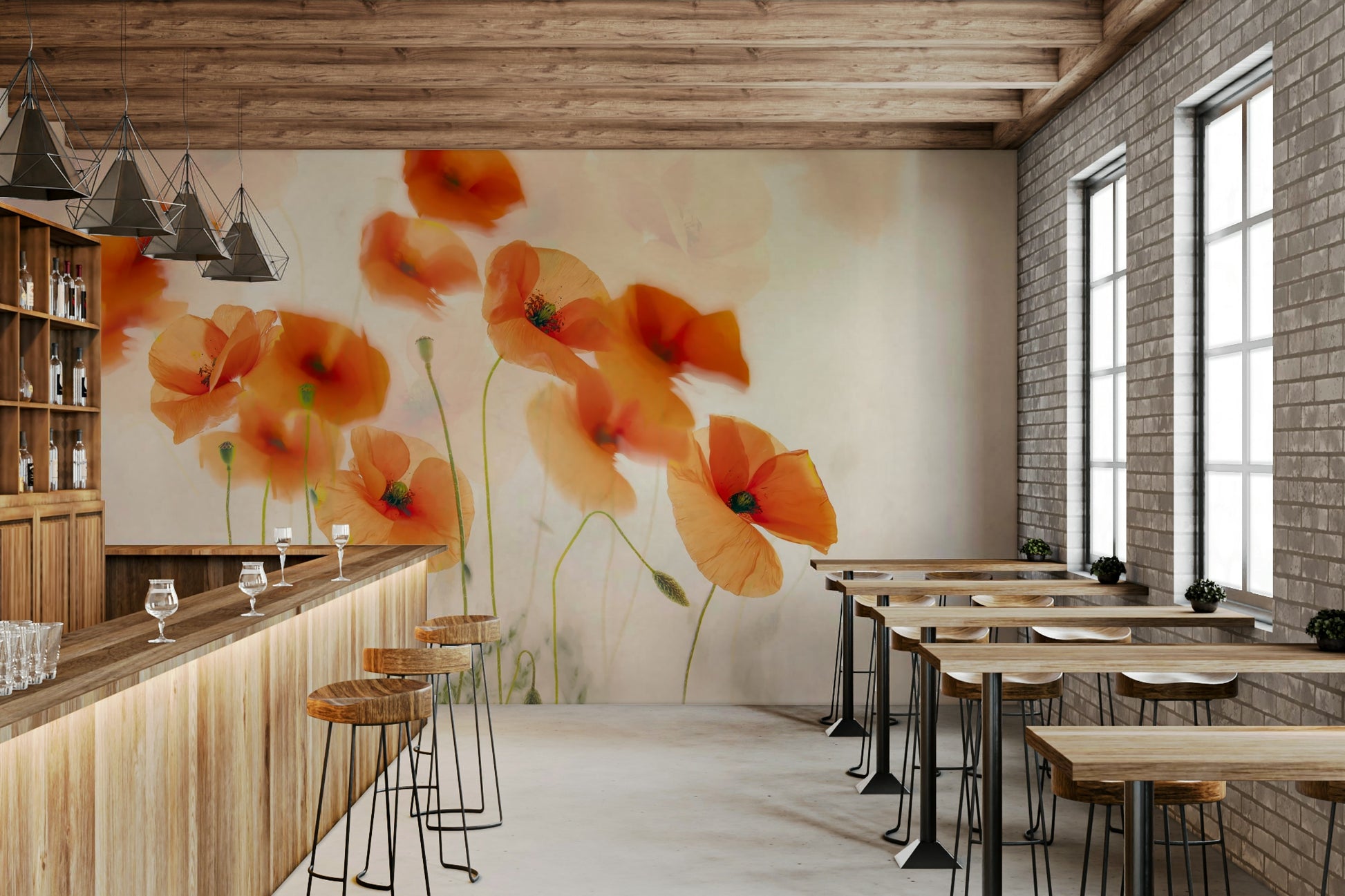 A serene subtle flower wall mural for your decor.