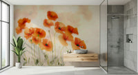 A beautiful modern art wall mural of delicate flowers.