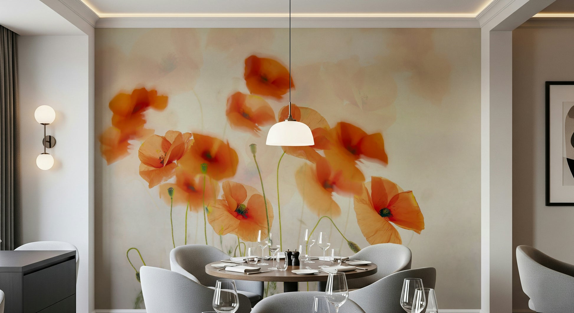 An artistic nature inspired mural for home decor.