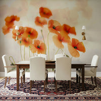 A calming floral design wallpaper mural that defines a space.