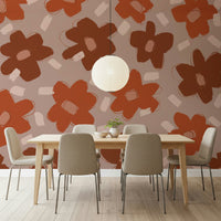 A calming floral design wallpaper mural that defines a space.