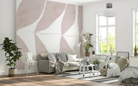 A graceful subtle flower wall mural in soft, elegant tones.