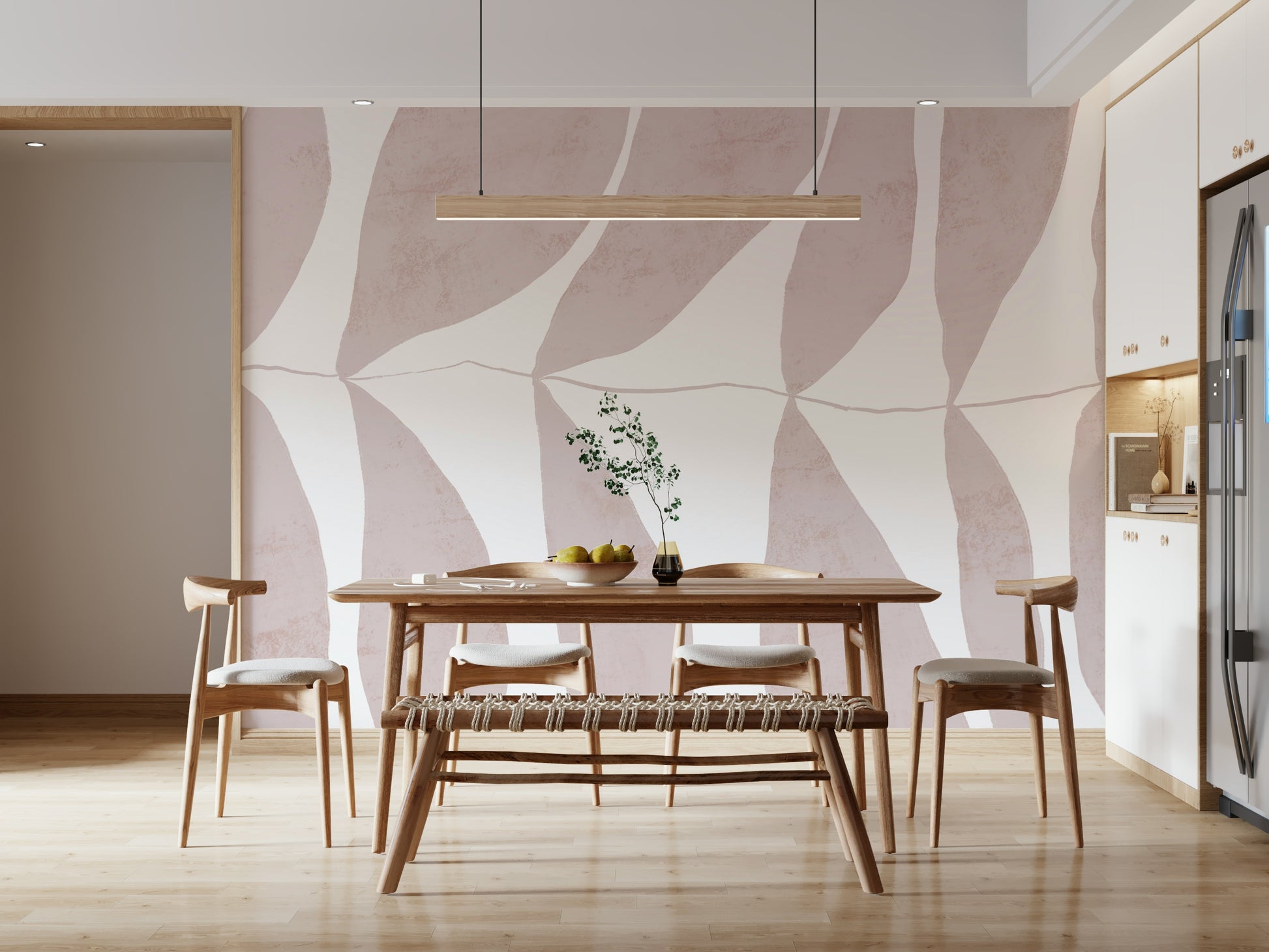 A beautiful modern art wall mural of delicate flowers.