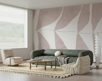A peaceful petal design mural on decorative wallpaper.