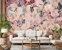 A serene subtle flower and butterfly wall mural for your decor.