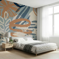An artistic soft focus mural on minimalist wallpaper.