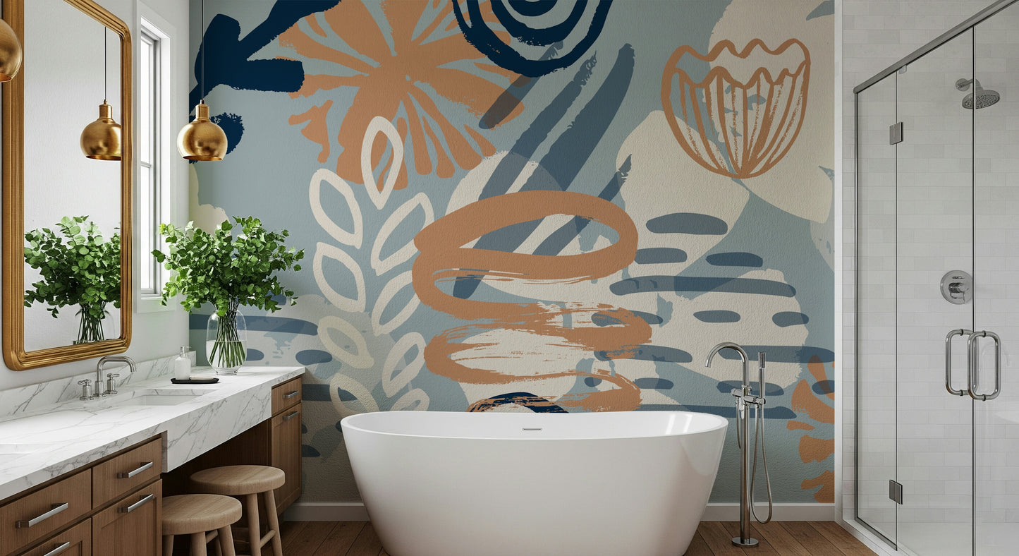A beautiful wide-angle wall mural of abstract motion.