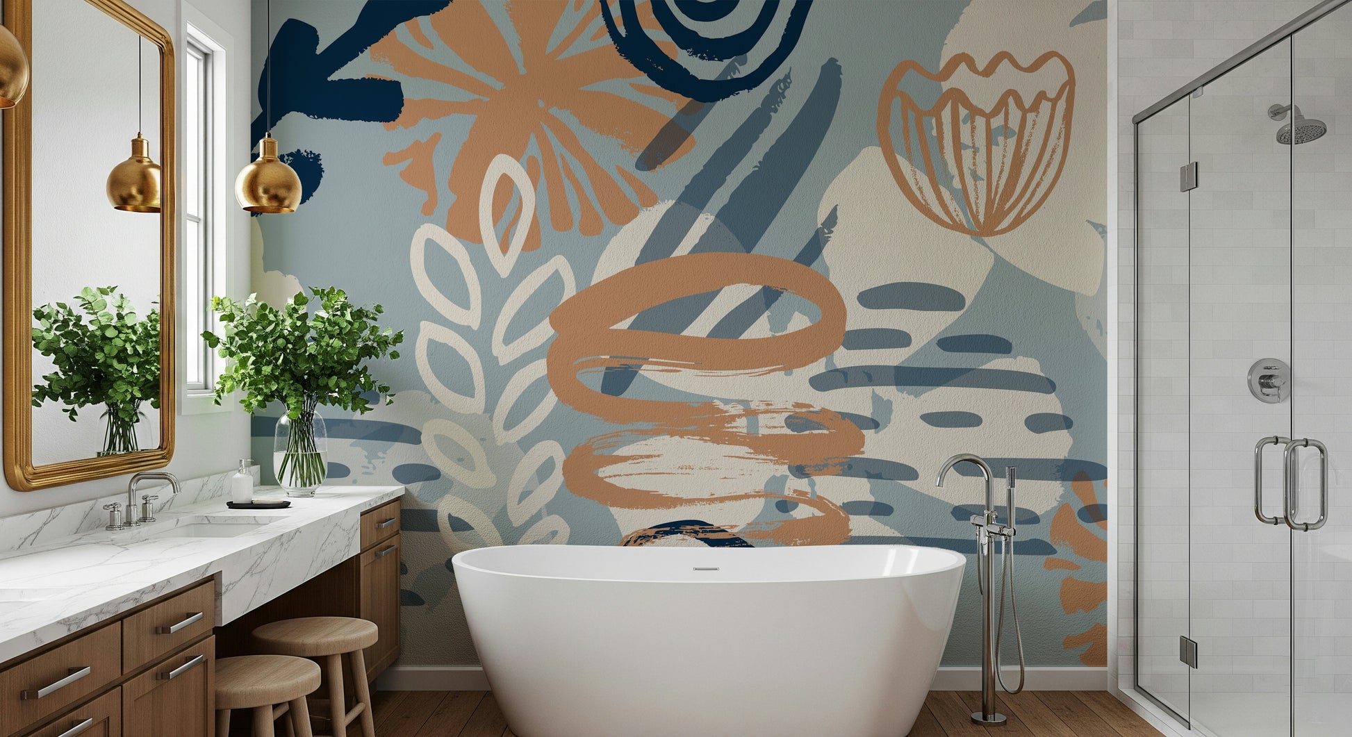 A beautiful wide-angle wall mural of abstract motion.