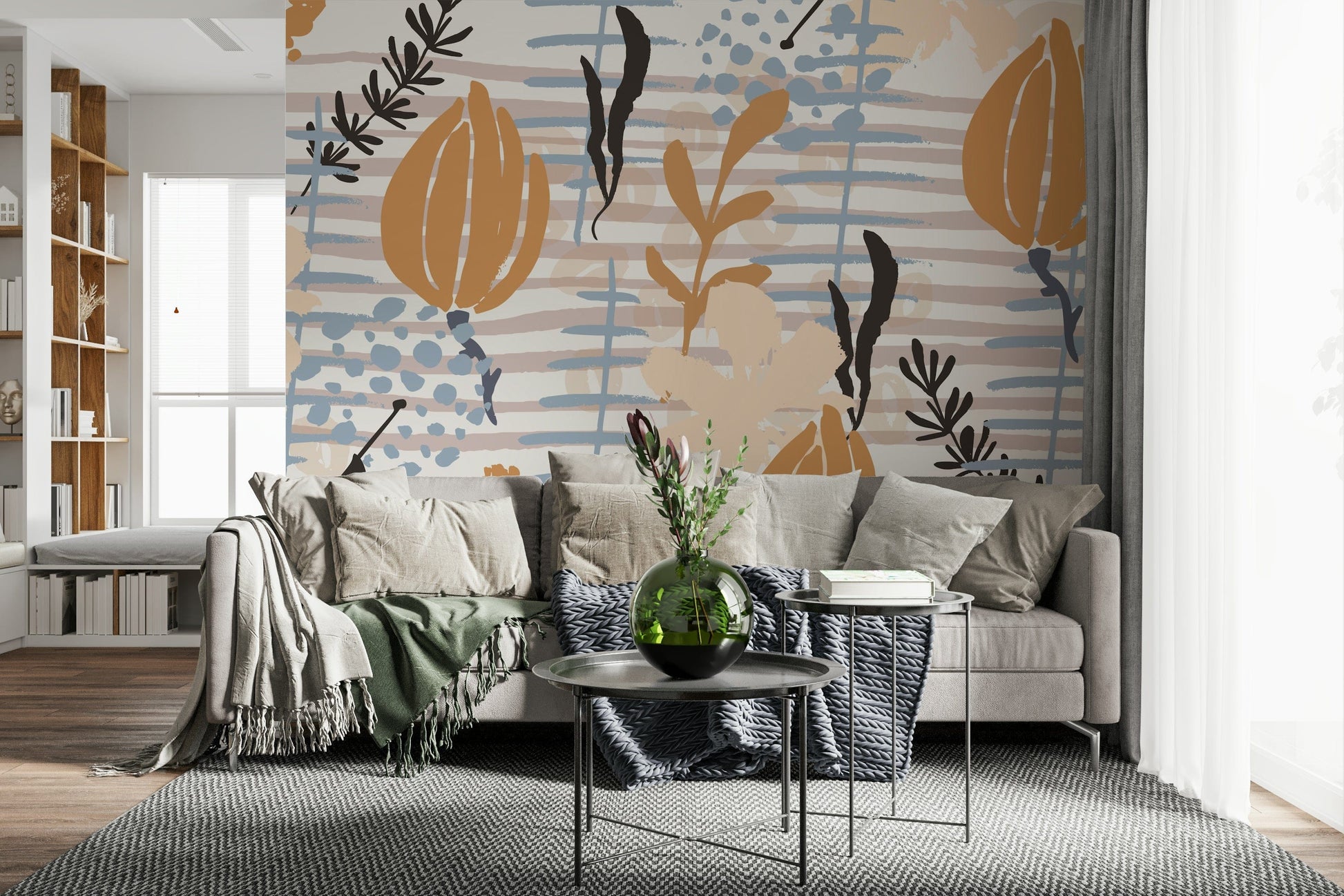 A high-quality serene leaf wall mural for walls.