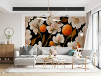 A beautiful citrus blossom wallpaper mural for a modern home.