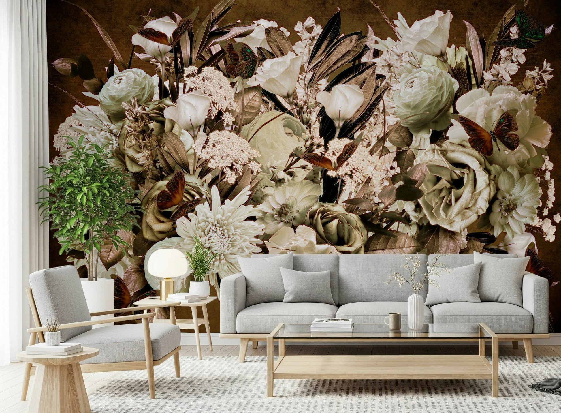 An artistic nature inspired mural for home decor.