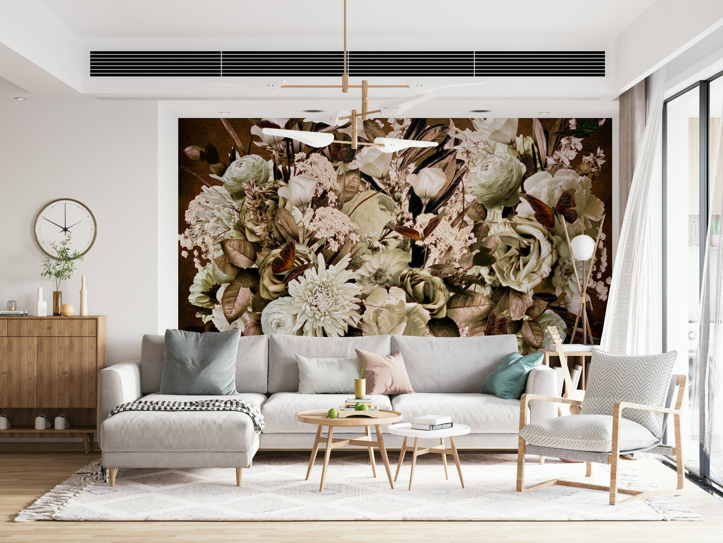 A serene subtle flower wall mural for your decor.
