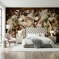 A beautiful modern art wall mural of delicate flowers.