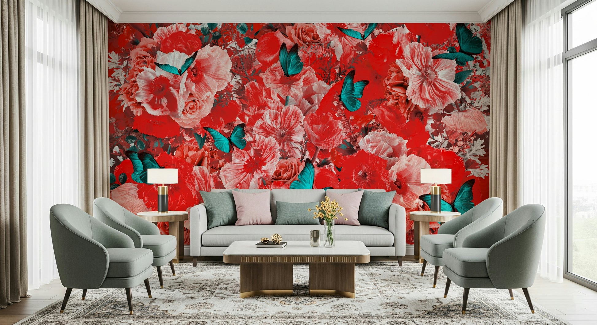 An artistic nature inspired mural for home decor.