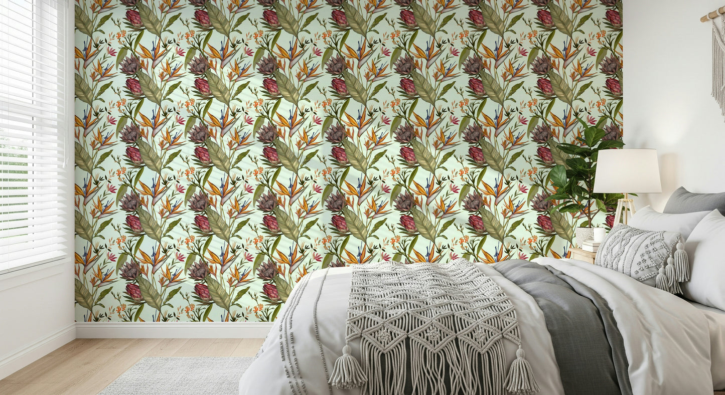 A serene lush tropical wall mural for vibrant decor.