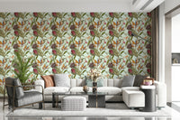A beautiful exotic botanical wallpaper mural for a modern home.