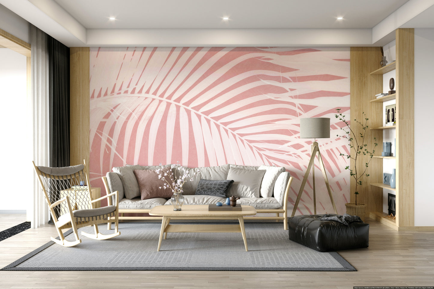 A peaceful organic pattern mural on decorative wallpaper.