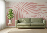 A contemplative subtle leaf wallpaper mural for a feature wall.