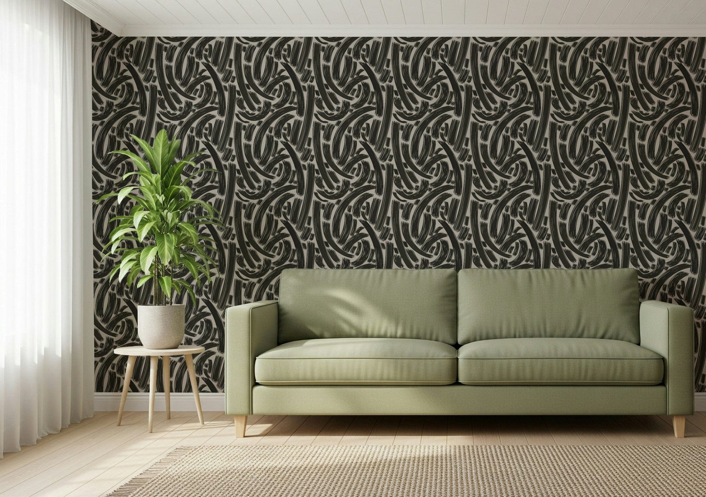 A beautiful modern art wall mural for a living room.