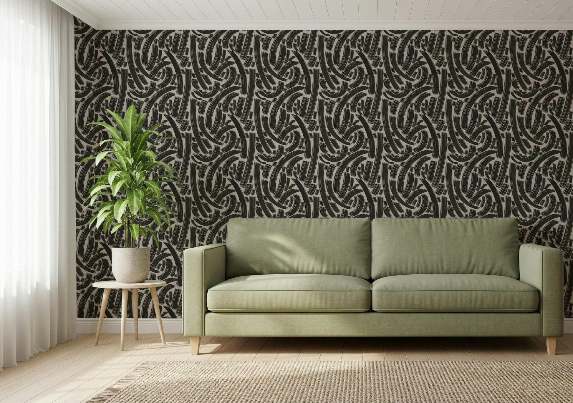 A beautiful modern art wall mural for a living room.