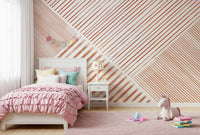 An artistic minimalist stripe mural for home decor.