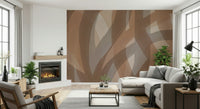 An artistic fluid design mural on minimalist wallpaper.
