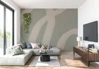 A graceful gentle curve wall mural in cool, tranquil tones.