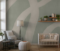 An artistic soft flowing mural on minimalist wallpaper.