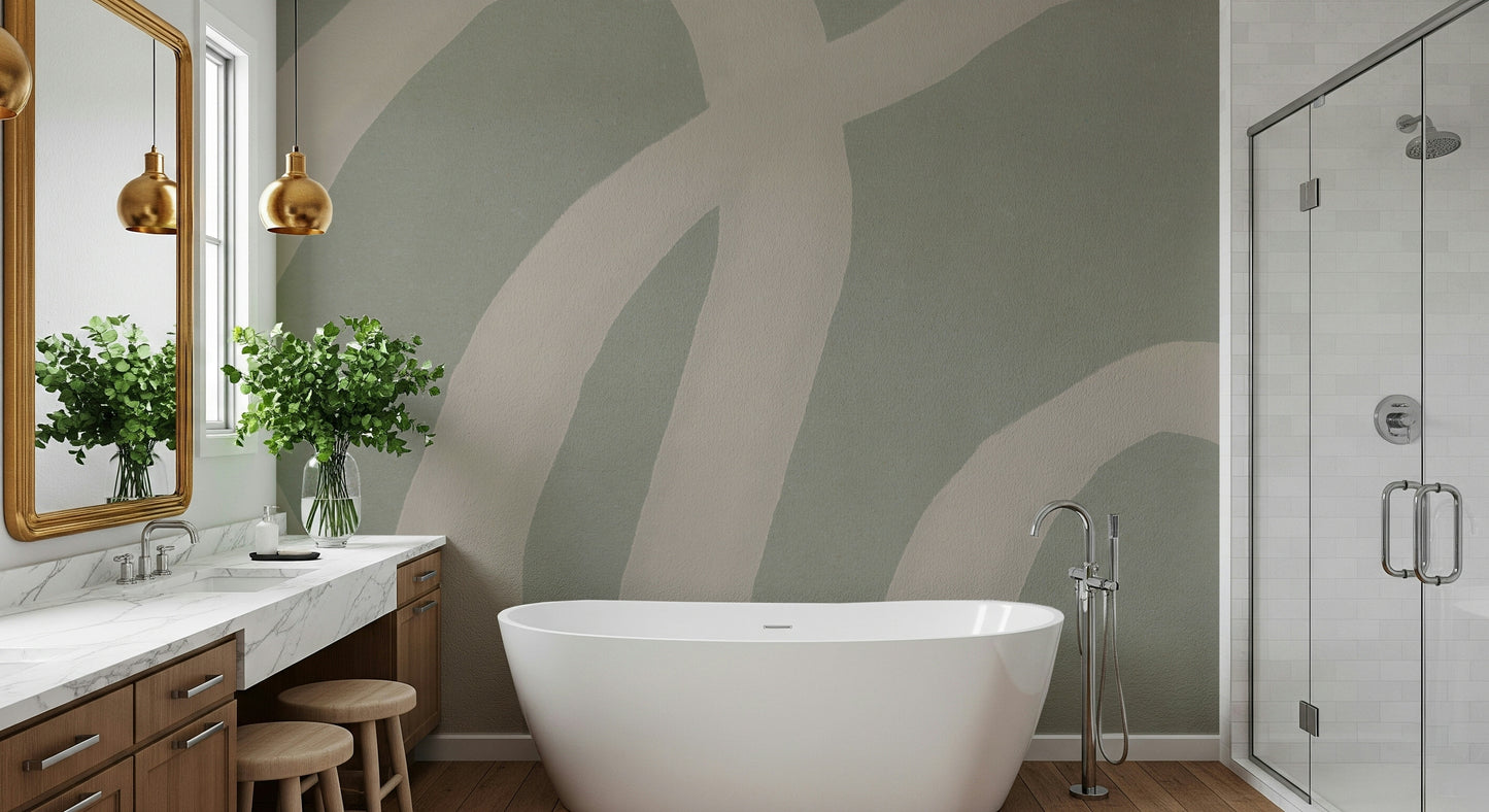 A beautiful modern art wall mural of soft shapes.