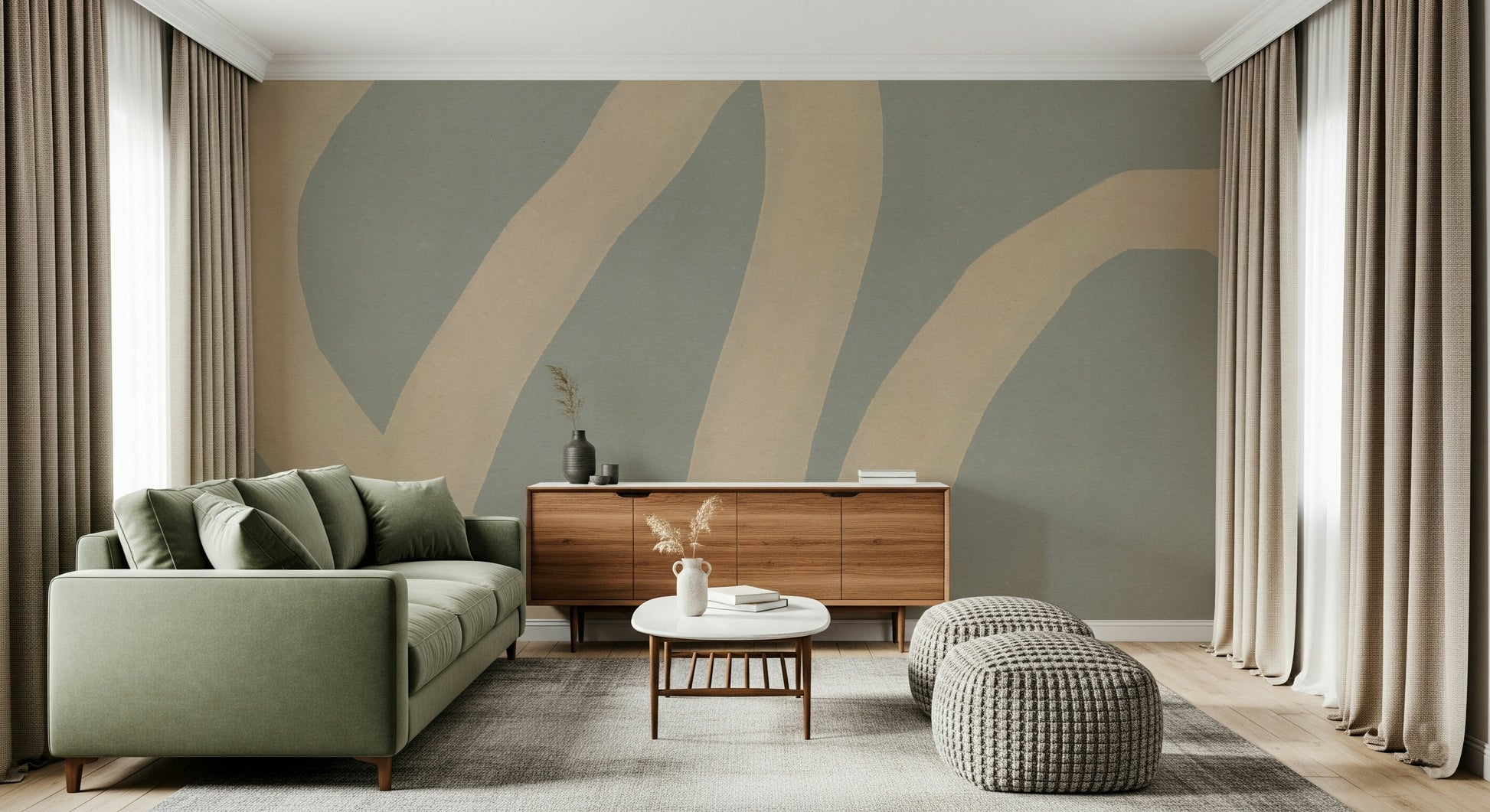 A beautiful abstract arc wallpaper mural for a modern home.