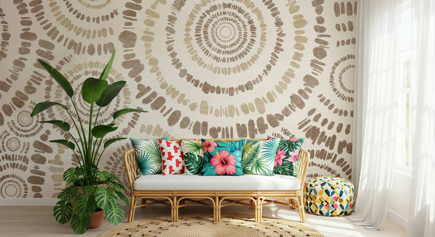 A beautiful modern art wall mural for a living room.