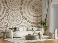 A contemplative geometric design wallpaper mural for a feature wall.