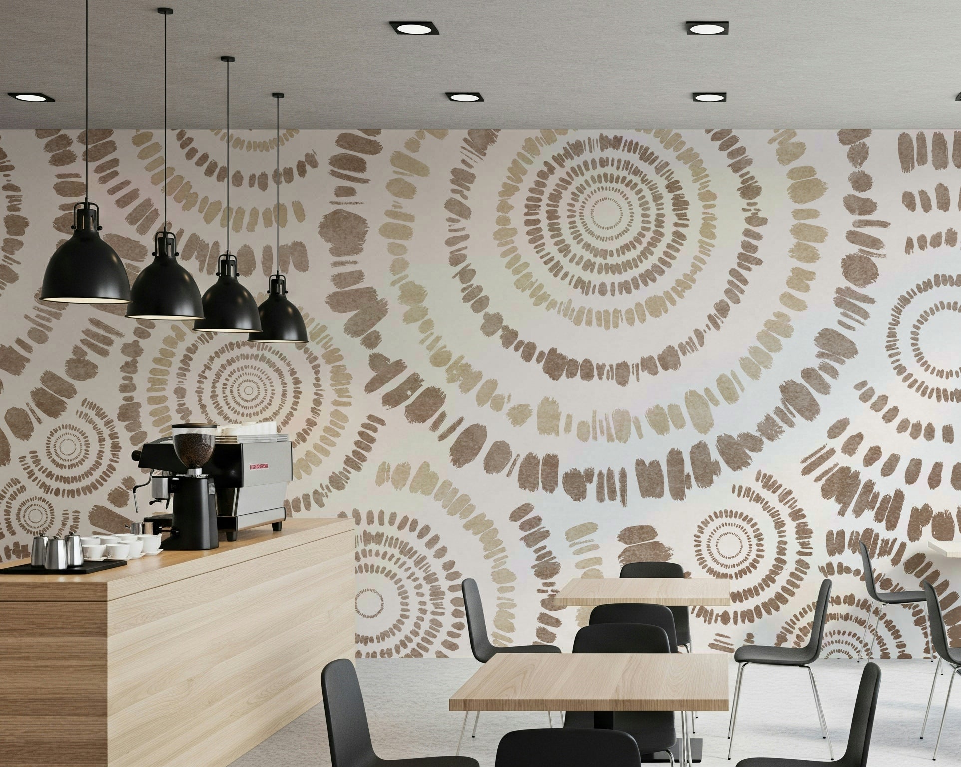 A calming modern pattern wallpaper mural that defines a space.