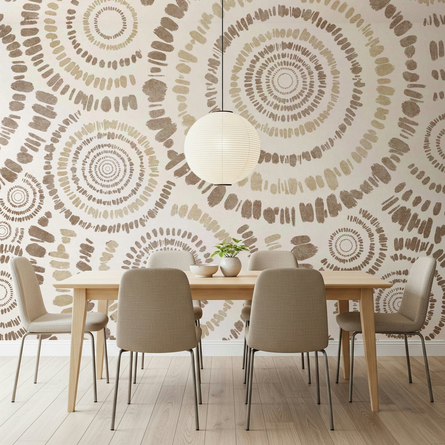 A beautiful concentric circles wallpaper mural for a modern home.