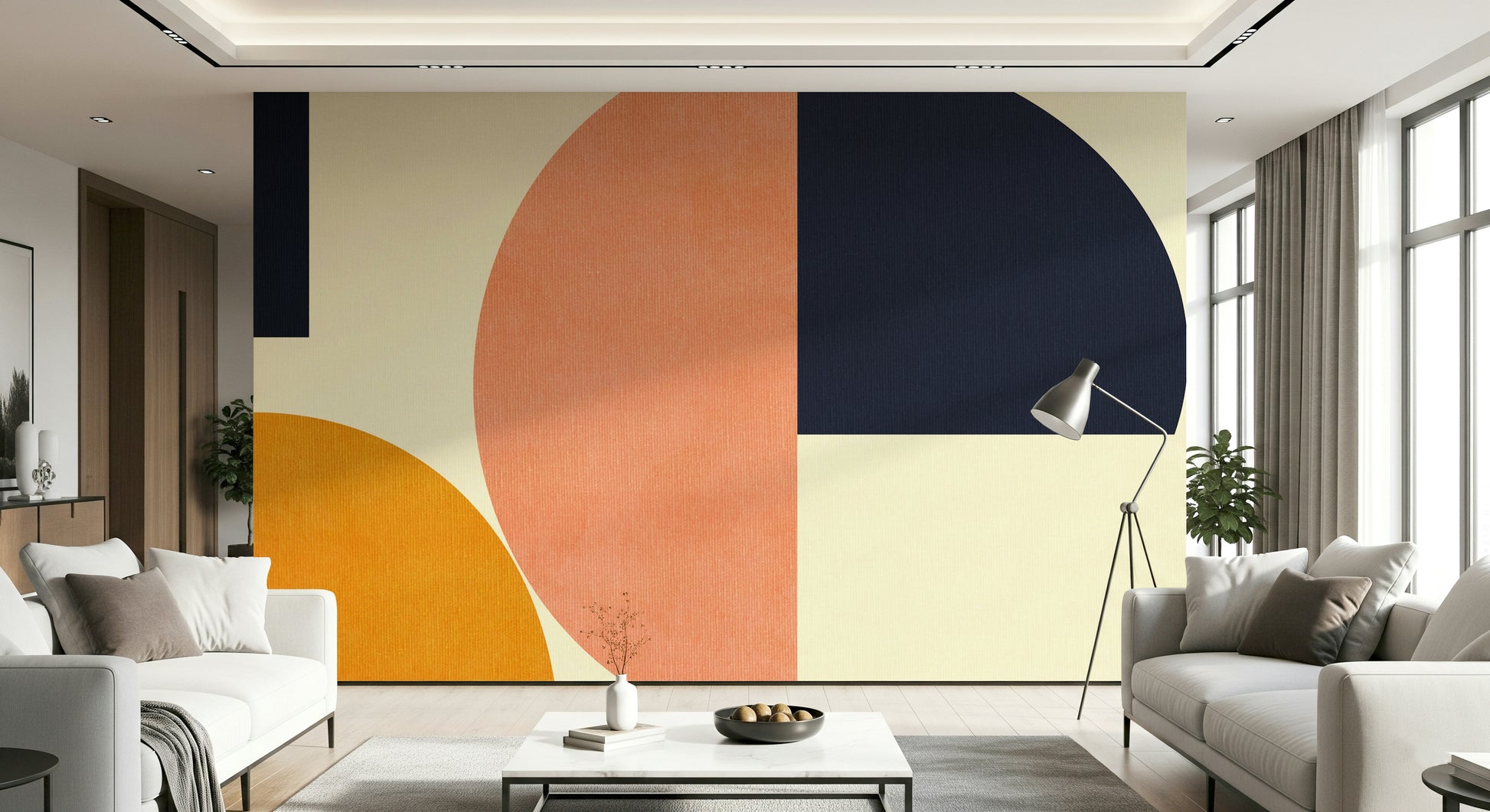 An artistic minimalist design mural for home decor.