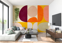 A graceful subtle pattern wall mural in cool, natural tones.