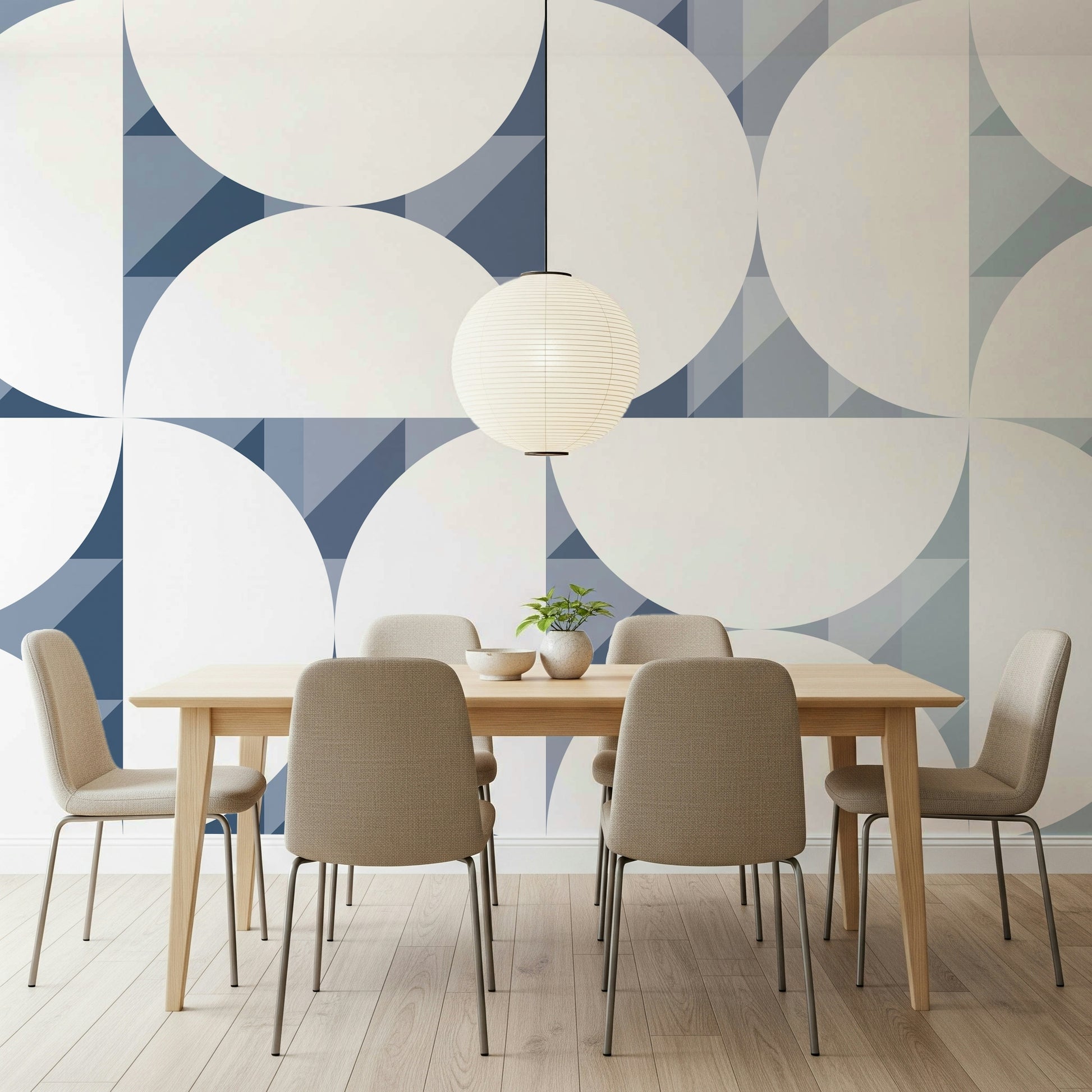 A beautiful modern art wall mural for a living room.