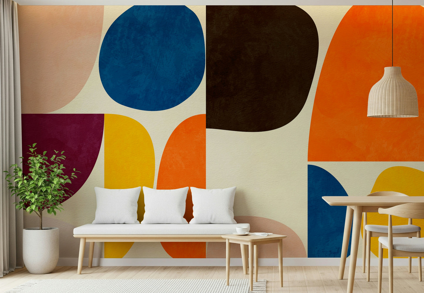 A beautiful abstract geometric wallpaper mural for a modern home.