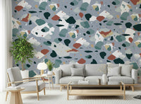 A graceful subtle pattern wall mural in warm, natural tones.