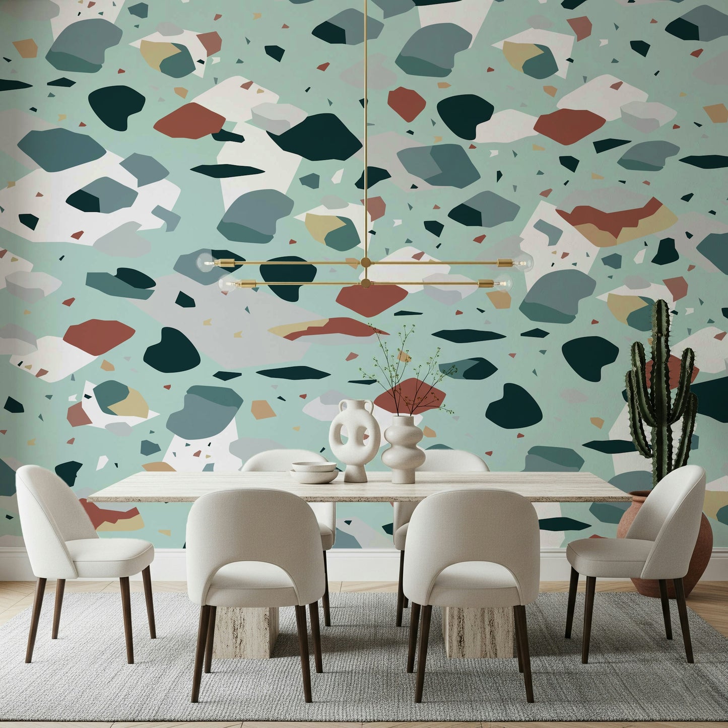 An artistic minimalist form mural for home decor.