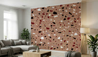 A graceful subtle stone pattern wall mural in cool, natural tones.