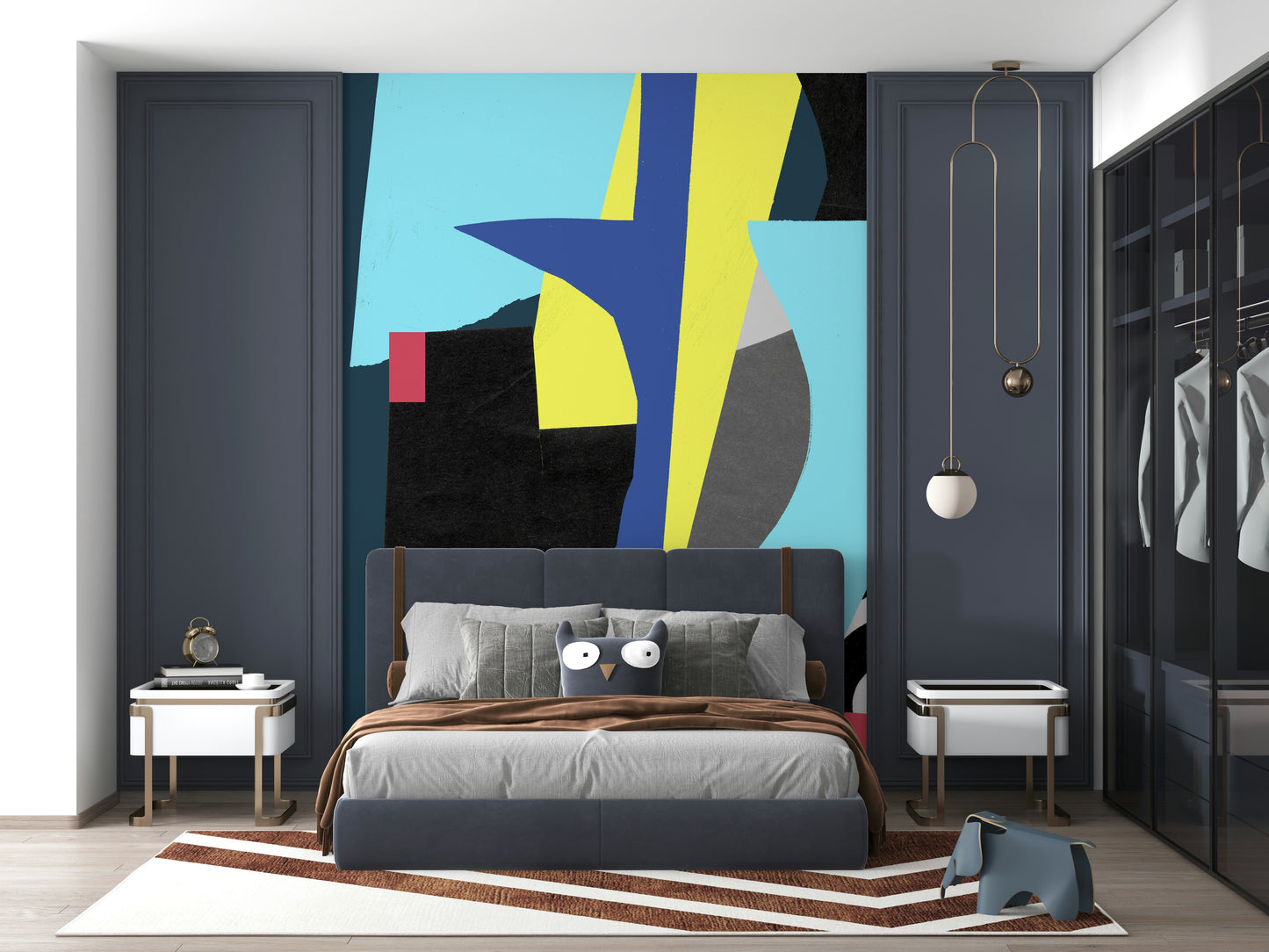 A serene abstract geometric wall mural for your decor.