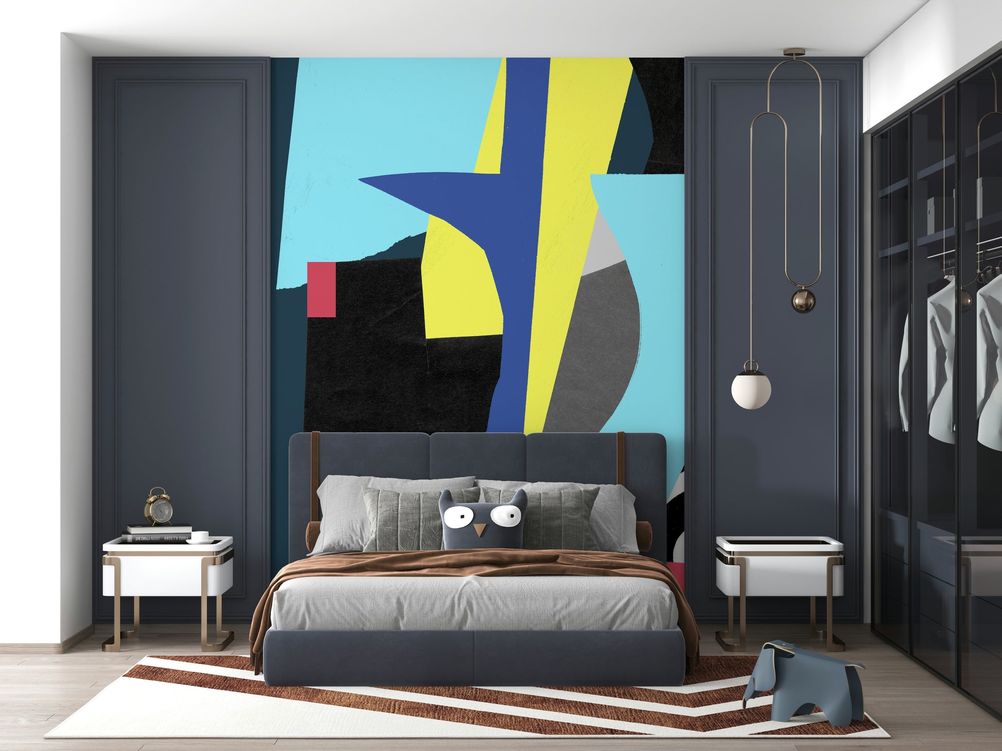 A serene abstract geometric wall mural for your decor.