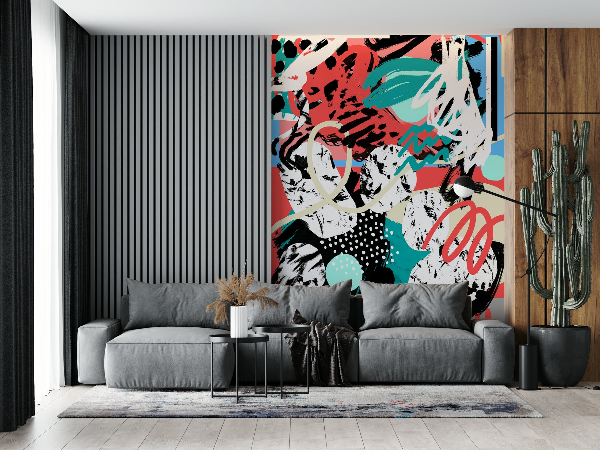 A beautiful modern art wall mural of the moon.