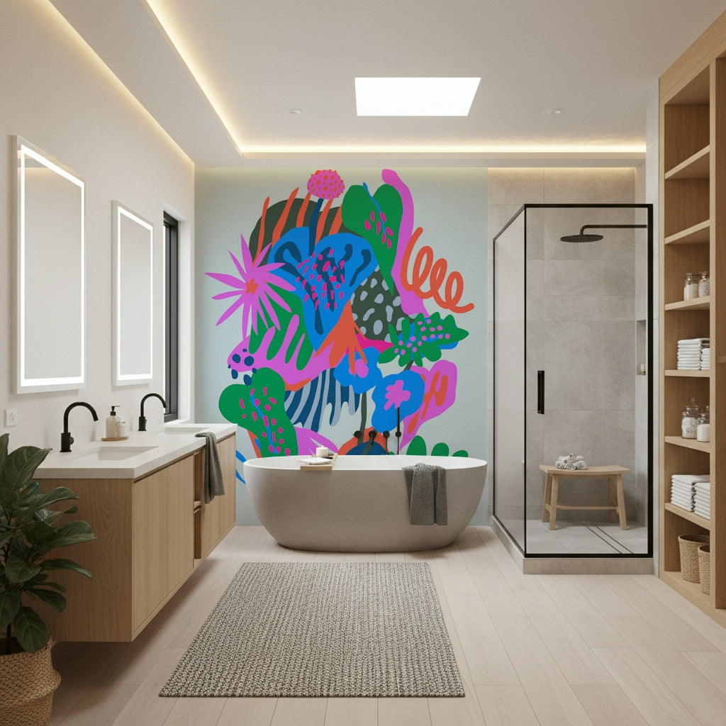 A serene tranquil botanical wall mural for your decor.