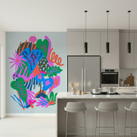 A graceful subtle leaf wall mural in rich, natural tones.